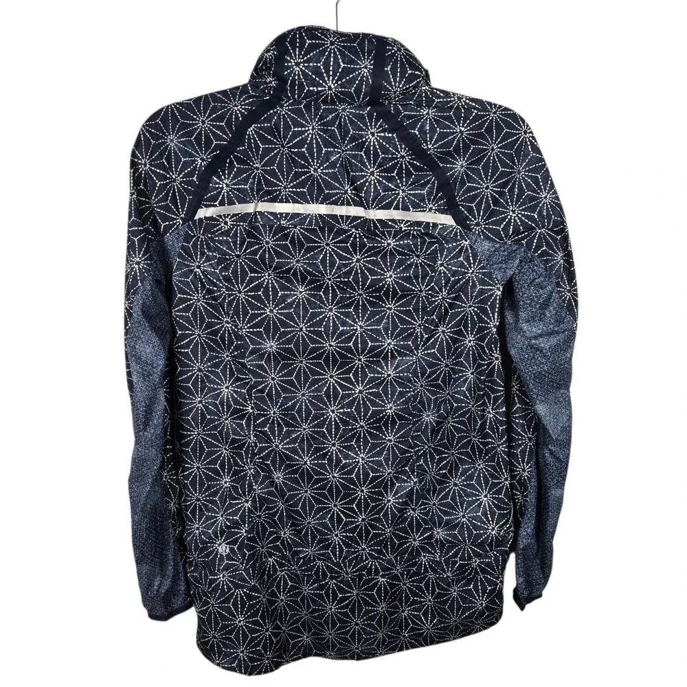 Lululemon Navy Blue Geometric Starburst Half Zip Windbreaker Jacket Size 4